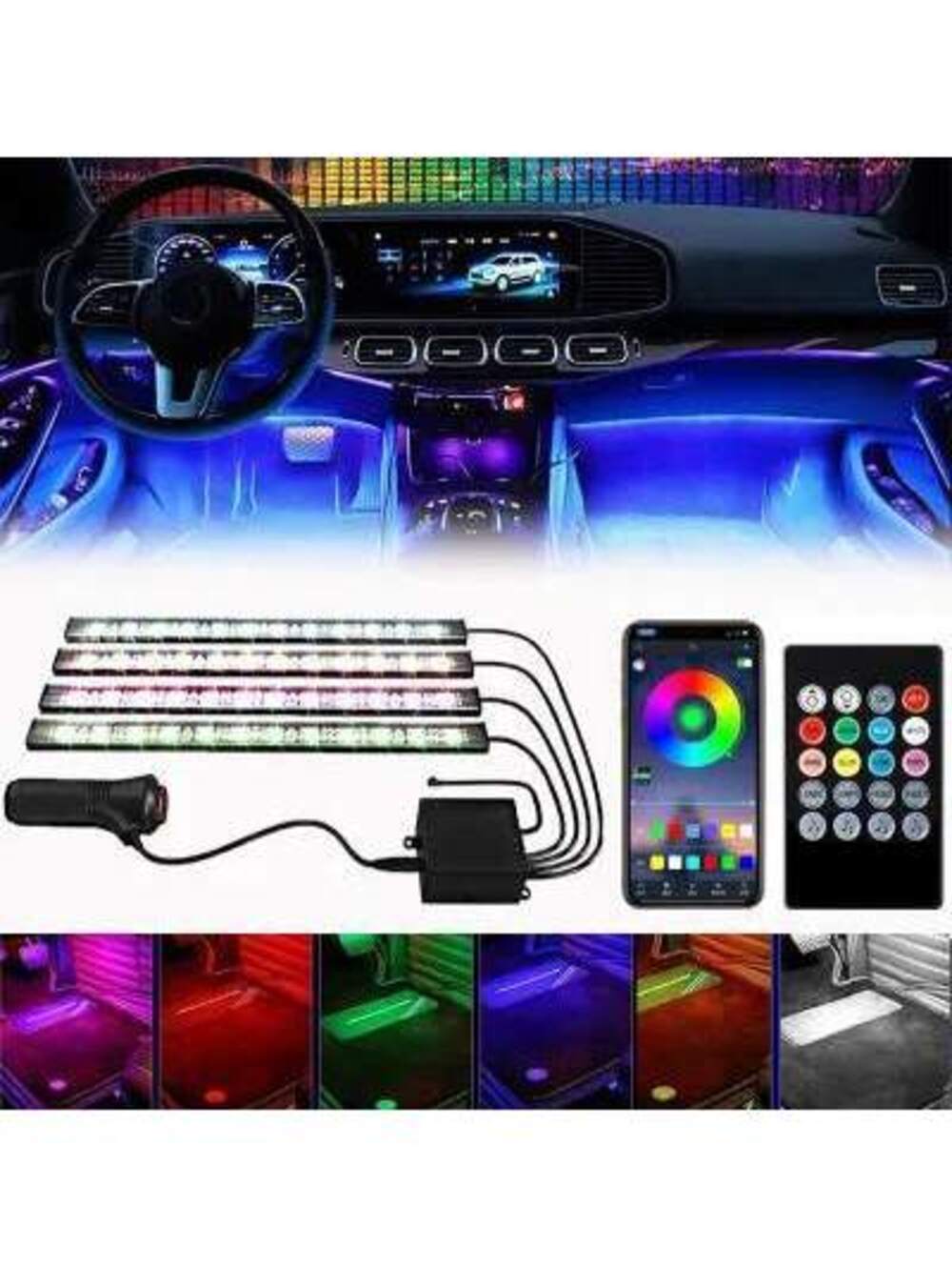 LED Strip Car Decorative Lamp With Bluetooth Music Sync App Remote Control